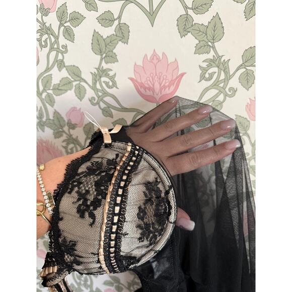 00's vintage mesh lace frilly bustier y2k lingerie baby doll MEDIUM delicates - Picture 8 of 8